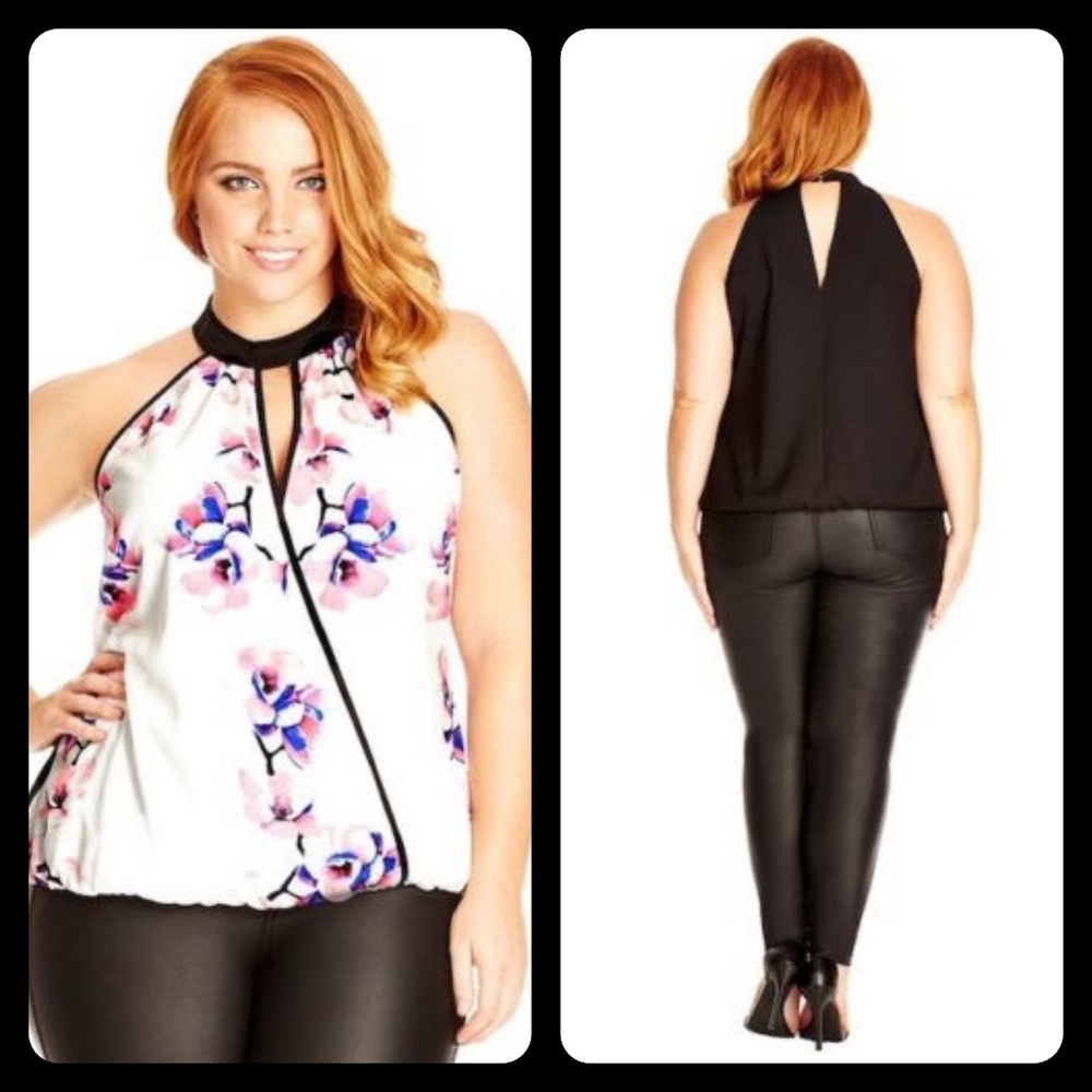 NEW City Chic Floral Halter Top Blouse